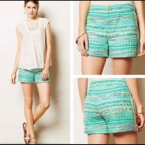 Anthropologie Elevenses costa Aztec embroidered shorts